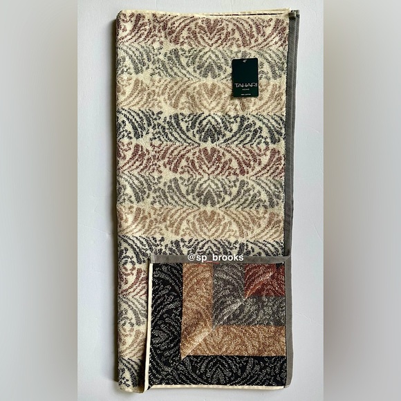 🎁8PC Tahari Bath Towel Set - Fall Multi Decorative Cotton Towels - COCOA/CHAL - Picture 1 of 13